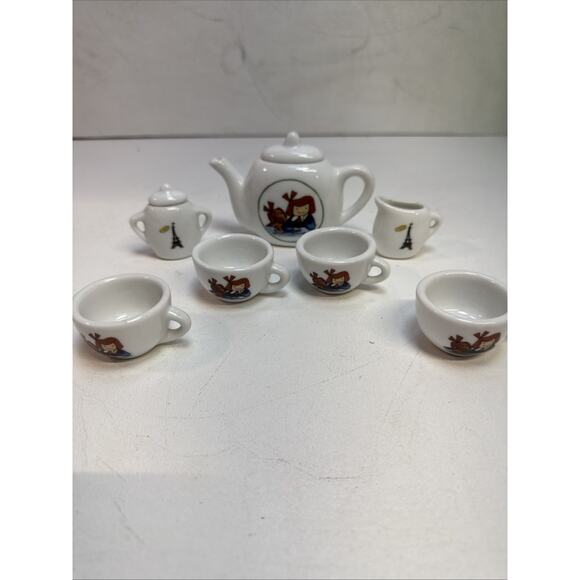 Schilling Child's Madeline Ceramic Tea Party Eiffel Tower lot Of 7 - Picture 7 of 7